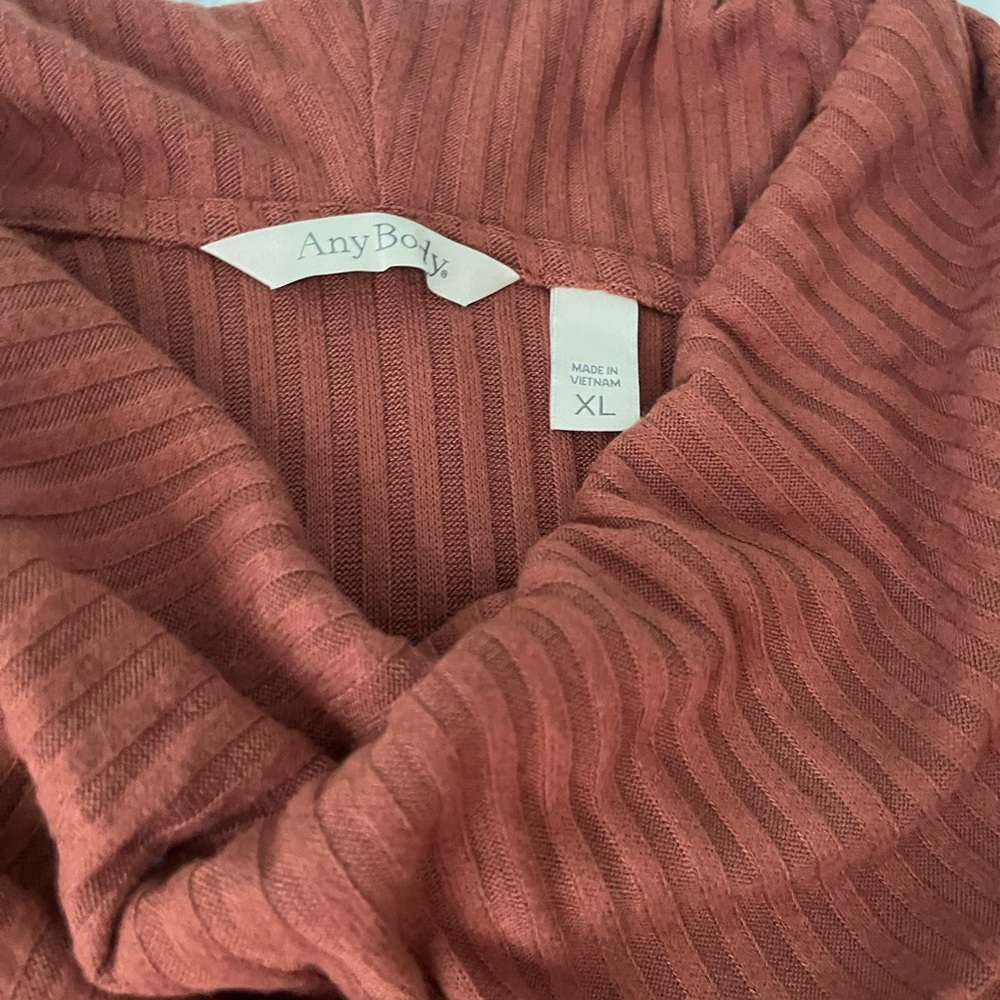 AnyBody Rust Long Sleeve cowl neck Ribbed Dress-Size XL - Picture 12 of 16